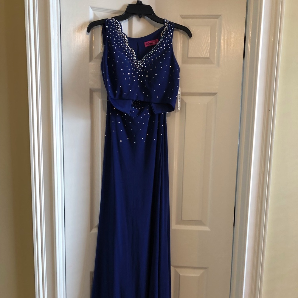 Bright Blue Two Piece Prom Dress NWT